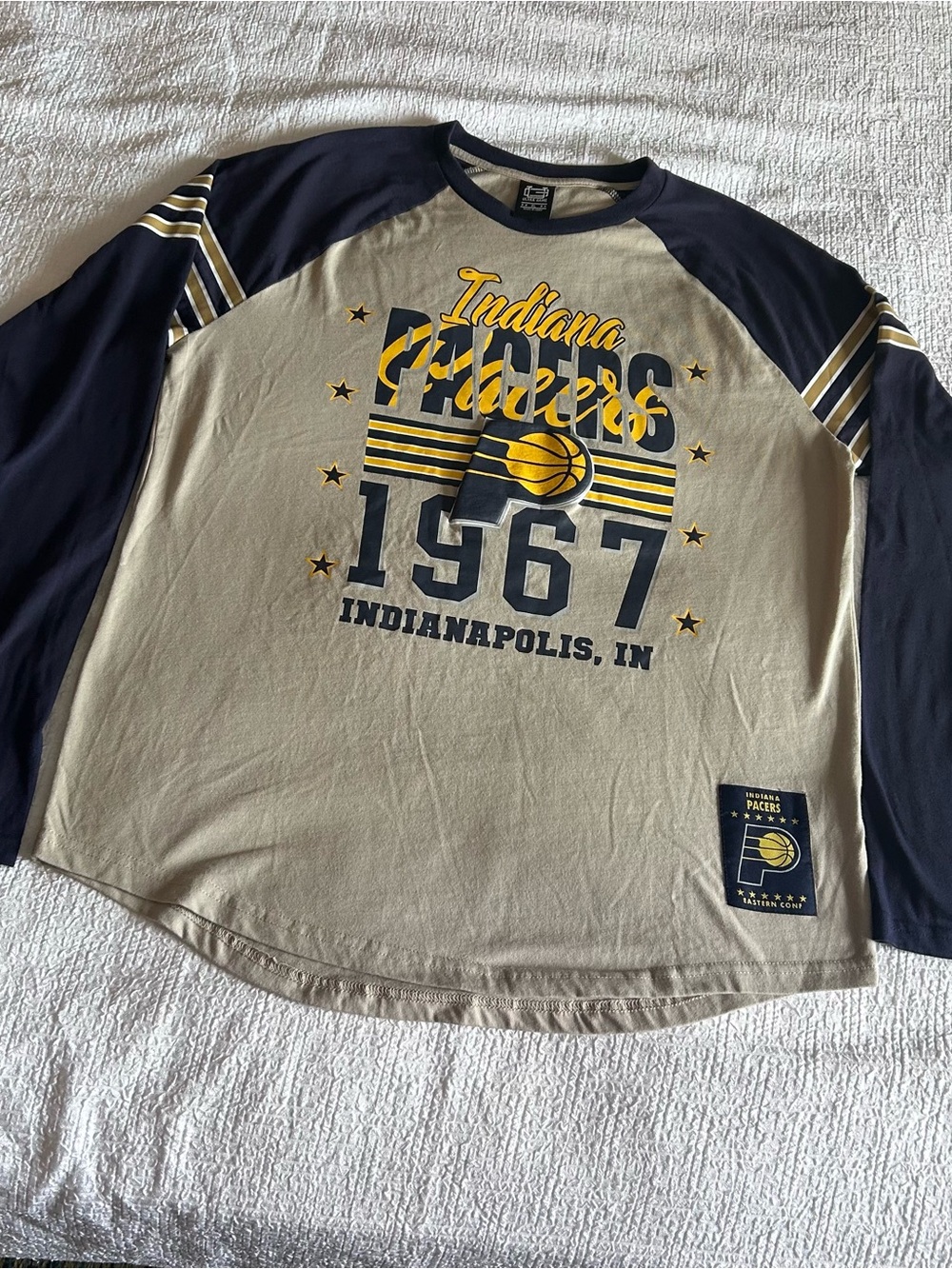 Indiana Pacers 1967 Long Sleeve Raglan Shirt - Navy & Beige Ultra Game XL